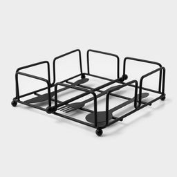 Салфетница Доляна «Приборы», с держателем, 18×18×6 см, чёрная