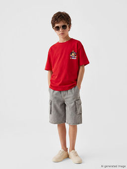 Nostaljik Maymun Bask?l? Unisex ?ocuk Ti??rt