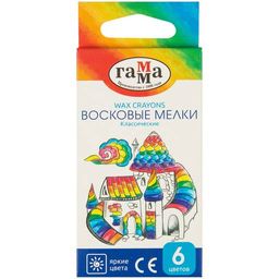 Карандаши восковые ГАММА "Классические" 6цв. (2131018_01_32) трехгранные
