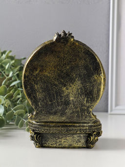 Сувенир полистоун "Ганеша в шароварах, на троне" золотая бронза 11,3х12,2х17,2 см