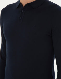 Темно-синий базовый свитер узкого кроя - Cacharel фото 7