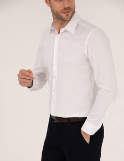 Beyaz Slim Fit Uzun Kollu G_mlek