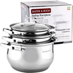 40456 Набор кастрюль 2л+2,8л+3,8л нерж/ст MB (х4) - Mayer&boch фото 3