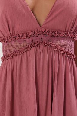 TRENDYOLMILLA Pudra Maxi Dokuma Dantelli Plaj Elbisesi TBESS25EL00064  фото 3