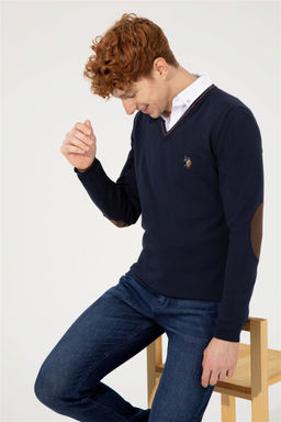 U. S. Polo Assn Мужской темно-синий базовый свитер - U.s. polo assn фото 9