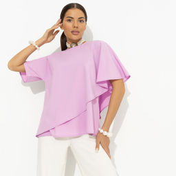 Блуза с эффектом многослойности, Лёгкая драма (розовая) - Charutti фото 2