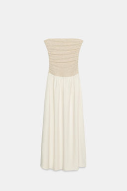 VESTIDO COMBINADO ESCOTE RECTO / Crudo medio - Zara фото 5