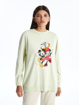 Bisiklet Yaka Mickey ve Arkada?lar? Bask?l? Kad?n Sweatshirt - Waikiki фото 2