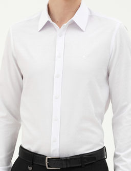 Рубашка Pierre Cardin Slim Fit белая с длинным рукавом
