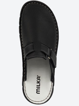 04 | Luka | Черные мужские медицинские сабо натуральная кожа (перфорация) - Milka shoes&more фото 3