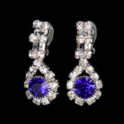 Серьги клипсы со стразами 2,5 см / JNL-2 /уп 120/серебро/микс - Галеонтрейд фото 4