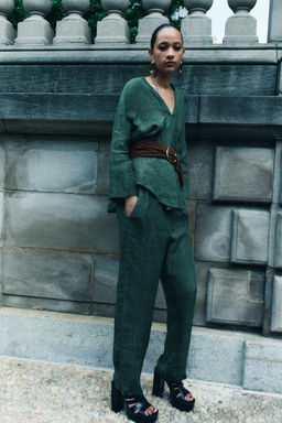 ZW COLLECTION 100% RAMIE PYJAMA-STYLE TROUSERS - Zara фото 5