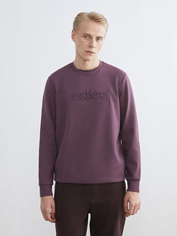 Bisiklet Yaka Bask?l? Erkek Sweatshirt