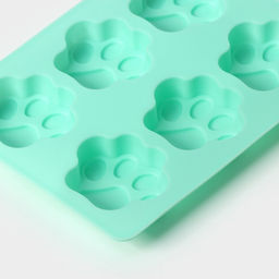 Форма для выпечки Доляна «Животные.Лапка», силикон, 18×13.8 см, 6 ячеек (5×5.4 см), бирюзовая