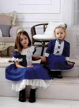 платье для девочки МТ22-4Шарлотта горошек на синем - Etoelf фото 4