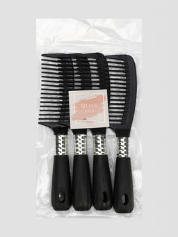 Цена за 4 шт. Расчёска, 4.5×21(±1) см, чёрная, серебристая