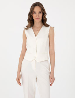 Beyaz Slim Fit Yelek