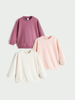 Bisiklet Yaka Basic K?z Bebek Sweatshirt 3l?