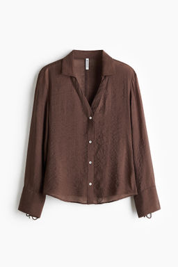 Camisa en mezcla de lino con lazadas decorativas