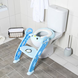Детская накладка - сиденье на унитаз «Пингвин», голубая