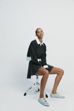 CONTRAST POPLIN SWEATSHIRT