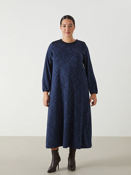 Bisiklet Yaka Desenli Elbise