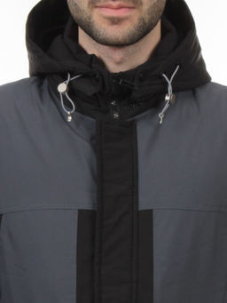 8875 BLACK GRAY Куртка мужская зимняя облегченная (130 гр. холлофайбер) - Фабричный китай фото 3