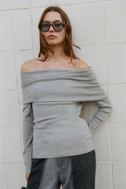 JERSEY PUNTO OFF SHOULDER / Gris vigor? - Zara фото 2