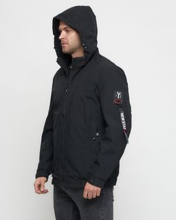 Куртка спортивная мужская на резинке большого размера черного цвета 88657Ch - Wonderrman фото 14