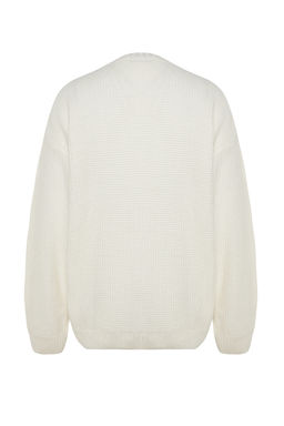 TRENDYOL MAN Indigo Oversize Bisiklet Yaka Dokulu Kazak TMNAW24KZ00032 - Trendyolmilla фото 13