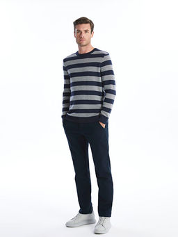 Bisiklet Yaka Uzun Kollu Renk Bloklu Erkek Triko Kazak - Waikiki фото 3