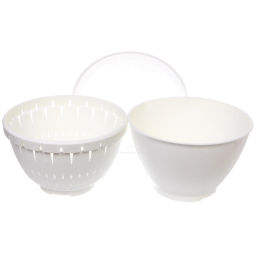 Дуршлаг пластиковый "Фаттория" 22*15,5см двойной с чашей и крышкой