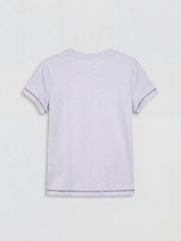 Bisiklet Yaka Bask?l? K?z ?ocuk Ti??rt