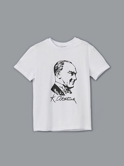 Bisiklet Yaka Atat?rk Bask?l? Erkek ?ocuk Ti??rt