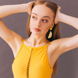 Серьги пластик Вивьен лимоны, цвет жёлто-белый - Queen fair фото 2