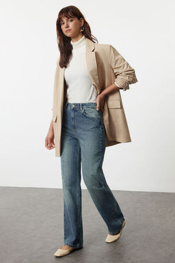 Mavi Soluk Efekt Vintage Yuksek Bel Wide Leg Jeans TWOAW25JE00057