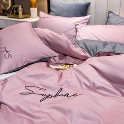 КПБ Mency однотонный с вышивкой MENO017 2 спальный