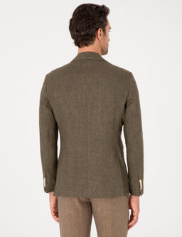 Haki Slim Fit %100 Keten Ceket - Cacharel фото 5
