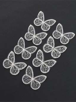 Цена за 2 шт. Аппликация для одежды «Бабочка», текстильная, 3.5×4 см, 10 шт., белая