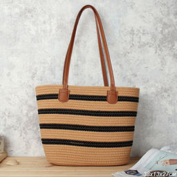 Сумка плетеная 27x43x13 / DW-21 /уп 50/коричнево-черная