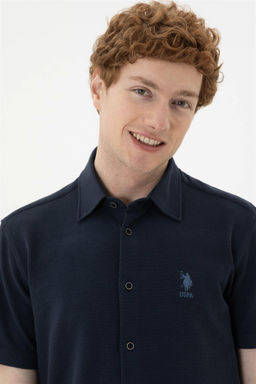 Мужская темно-синяя рубашка с коротким рукавом - U.s. polo assn фото 2