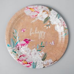 Цена за 10 шт. Тарелка одноразовая Flowers, крафтовая, однослойная, 18 см - Страна карнавалия фото 5