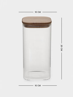 Банка для сыпучих BellaTenero «Эко. Квадрат». 1.6 л, 10×20 см, с бамбуковой крышкой, стекло, прозрачная