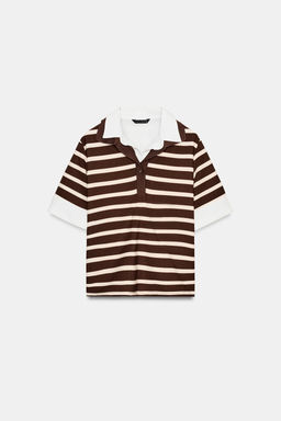 TOP POLO COMBINADO RAYAS / Crudo / Marr?n - Zara фото 7