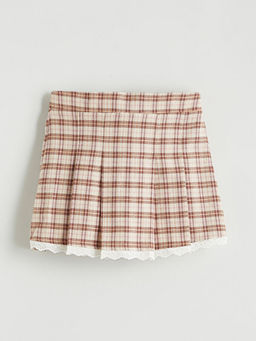 Beli Lastikli Ekose K?z ?ocuk ?ort Etek ve K?lotlu ?orap