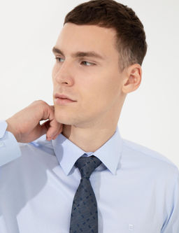 A__k Mavi Slim Fit Uzun Kollu Klasik G_mlek