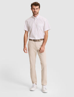 Bej Regular Fit _izgili K_sa Kollu G_mlek
