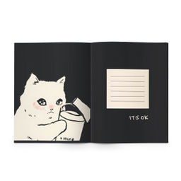 Тетрадь 48 л. А5 клетка, на скрепке, офсет LOREX MOOD CAT мелованный картон, двойная обложка, запечатка форзаца, soft touch - Buro фото 2