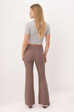 Kahverengi Flare Kemer Detayl? Vucudu Saran Dusuk Bel Pantolon TWOSS26PL00026 - Trendyolmilla фото 6