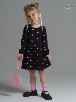 Платье Моана розовые сердечки на черном - Sovalina фото 6